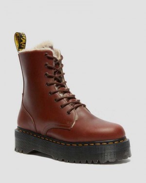 Dr Martens Jadon Faux Fur Lined Platform Boots Platform Boots Brown | 65172VDEB