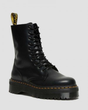 Dr Martens Jadon Hi Smooth Leather Platform Boots Platform Boots Black | 54819YKVW