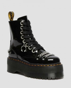 Dr Martens Jadon Max Chain Patent Leather Platform Boots Platform Boots Black | 02573IJMX