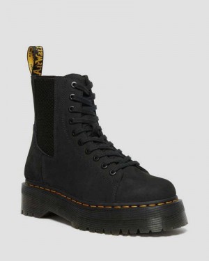 Dr Martens Jadon Nubuck Leather Platform Boots Ankle Boots Black | 91305KAGN