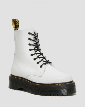 Dr Martens Jadon Smooth Leather Platform Boots Platform Boots White | 64378ZUQC