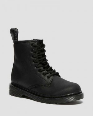 Dr Martens Junior 1460 Faux Fur Lined Boots Boots Black | 43760ECWS