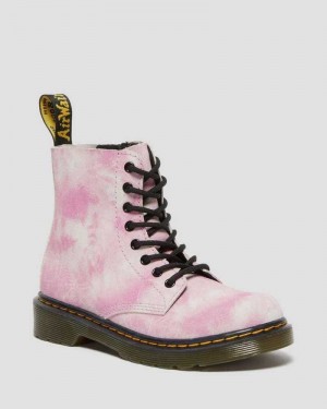 Dr Martens Junior 1460 Pascal Tie Dye Lace Up Boots Boots Pink | 53872KYTV