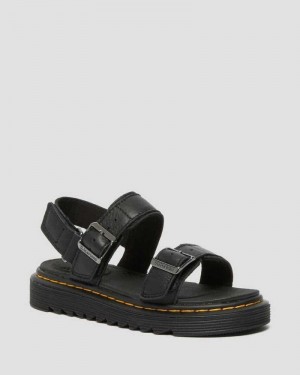 Dr Martens Junior Kyle Leather Sandals Sandals Black | 91856JIRY