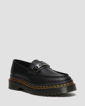 Dr Martens Penton Bex Double Stitch Leather Loafers Loafers Black | 73620NBPF