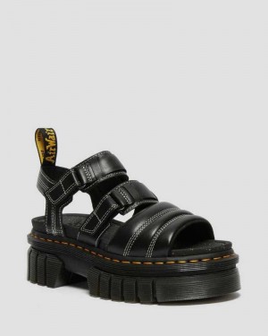 Dr Martens Ricki Nappa Lux Leather 3-Strap Sandals Gladiator Sandals Black | 20357PGAE