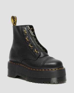 Dr Martens Sinclair Max Pisa Leather Platform Boots Platform Boots Black | 47218SMHI