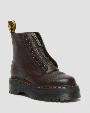 Dr Martens Sinclair Milled Nappa Leather Platform Boots Ankle Boots Burgundy | 20563EMJT