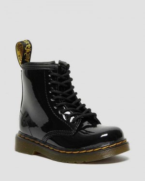 Dr Martens Toddler 1460 Patent Leather Lace Up Boots Boots Black | 18240NVEL