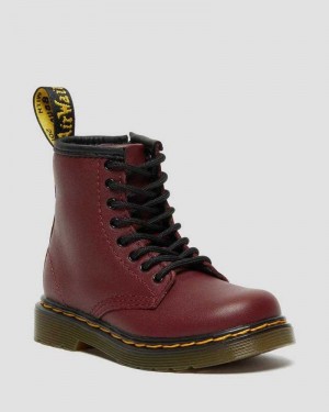 Dr Martens Toddler 1460 Softy T Leather Lace Up Boots Boots Pink Red | 52791FNJH