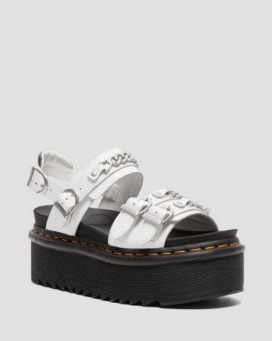 Dr Martens Voss II Chain Patent Leather Platform Sandals Gladiator Sandals White | 97132NYIZ