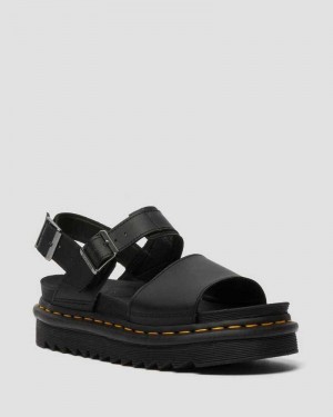 Dr Martens Voss Leather Strap Sandals Gladiator Sandals Black / Black | 36150PDMA