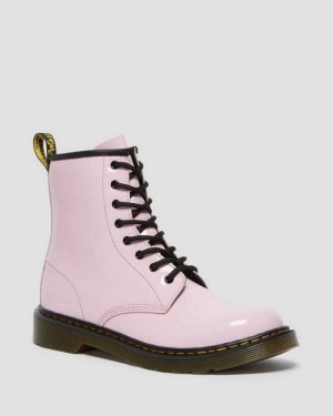 Dr Martens Youth 1460 Patent Leather Lace Up Boots Boots Pink | 39125TIKF