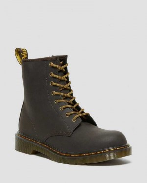 Dr Martens Youth 1460 Wildhorse Leather Lace Up Boots Boots Dark Brown | 25604LKMA