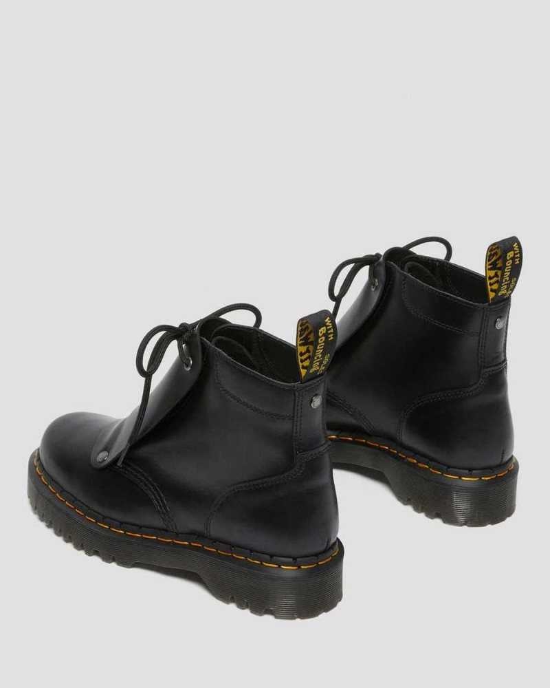 Dr Martens 101 Bex Lace Cover Leather Ankle Boots Platform Boots Black | 12965ZKJF