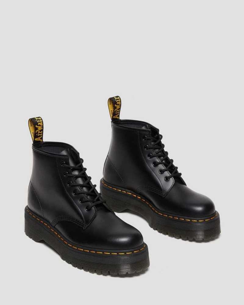 Dr Martens 101 Smooth Leather Platform Ankle Boots Originals Shoes Black | 23051XIZS