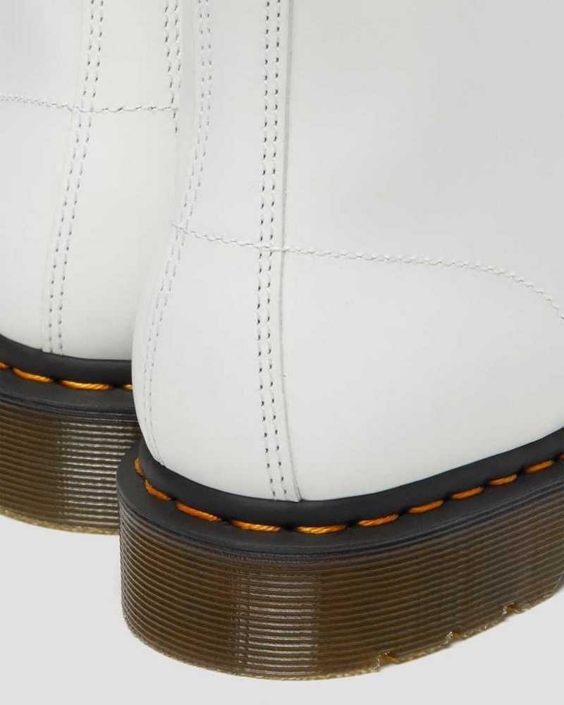 Dr Martens 101 Yellow Stitch Smooth Leather Ankle Boots Ankle Boots White | 02957LCRB