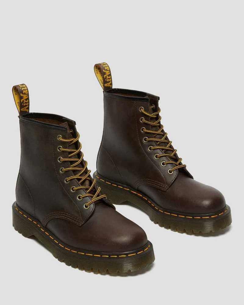 Dr Martens 1460 Bex Crazy Horse Leather Lace Up Boots Originals Shoes Dark Brown | 87952IZBT