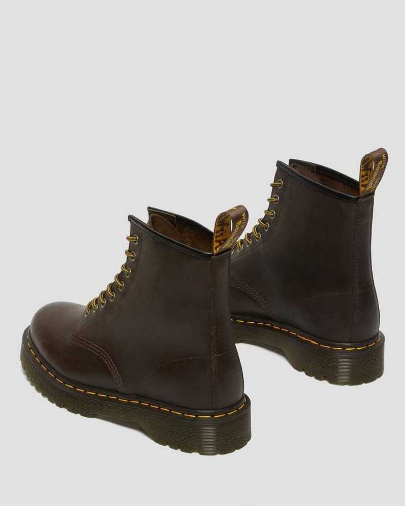 Dr Martens 1460 Bex Crazy Horse Leather Lace Up Boots Originals Shoes Dark Brown | 87952IZBT