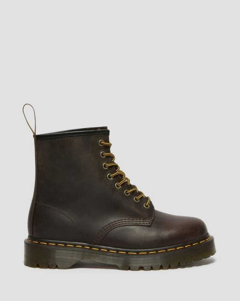 Dr Martens 1460 Bex Crazy Horse Leather Lace Up Boots Originals Shoes Dark Brown | 87952IZBT