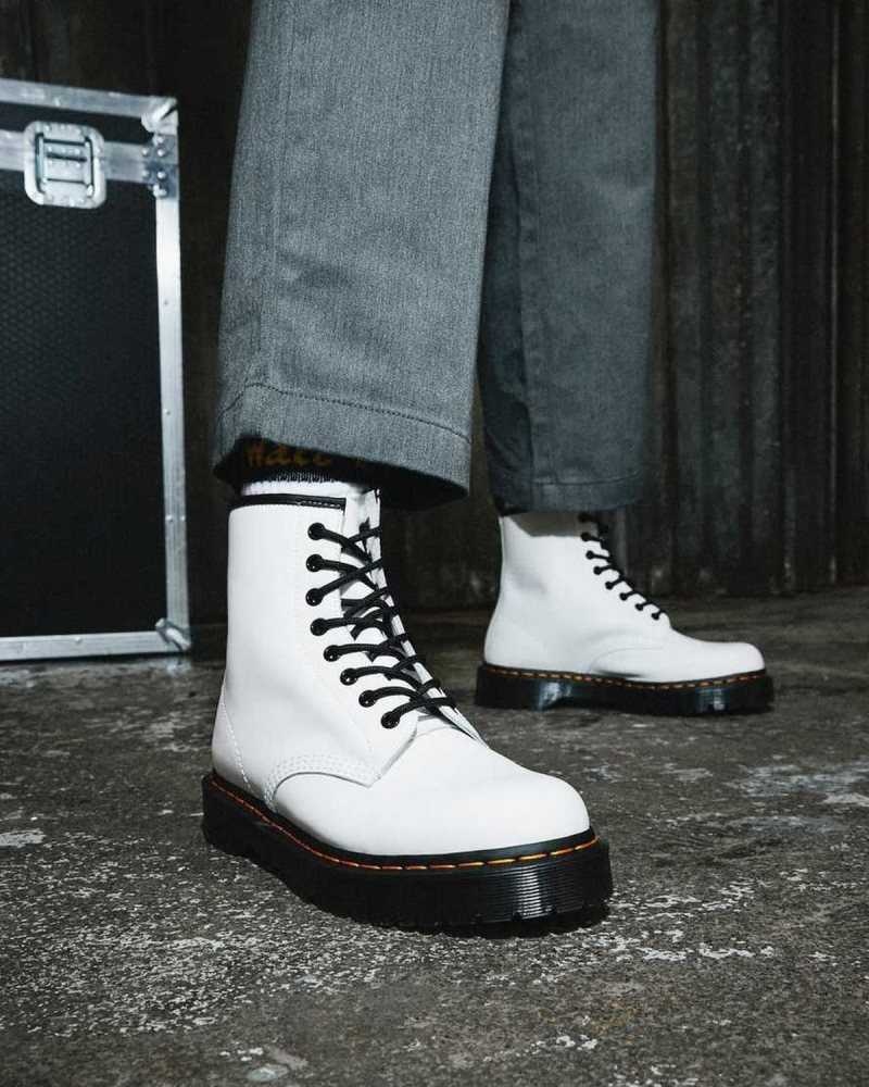 Dr Martens 1460 Bex Smooth Leather Platform Boots Boots White | 15693OANX