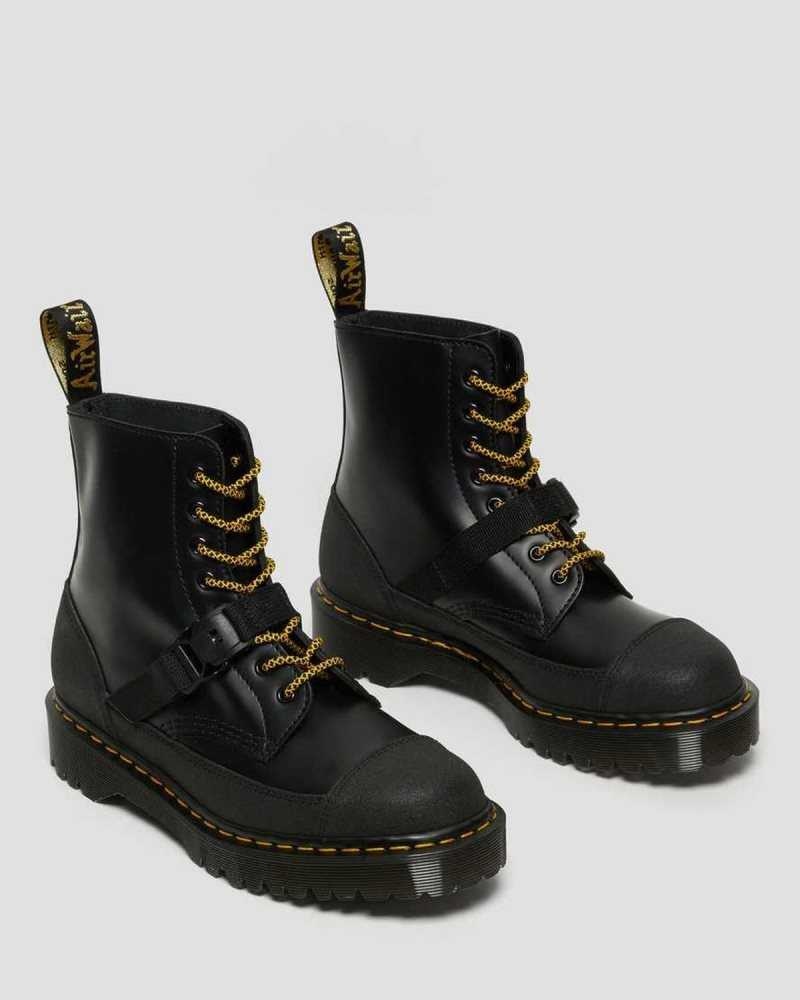 Dr Martens 1460 Bex Tech Leather Lace Up Boots Made In England Black | 27601SFYK