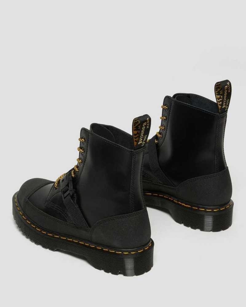 Dr Martens 1460 Bex Tech Leather Lace Up Boots Made In England Black | 27601SFYK