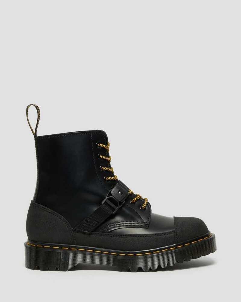 Dr Martens 1460 Bex Tech Leather Lace Up Boots Made In England Black | 27601SFYK