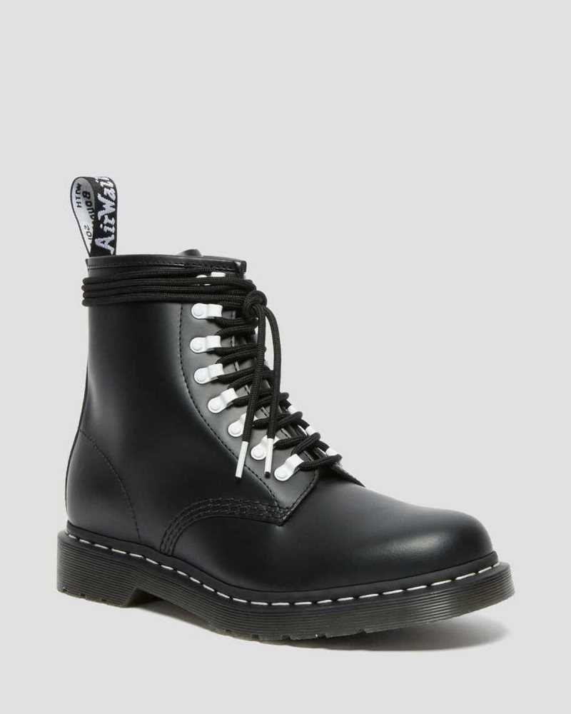 Dr Martens 1460 Contrast Hardware Leather Lace Up Boots Originals Shoes Black | 93014VOIB