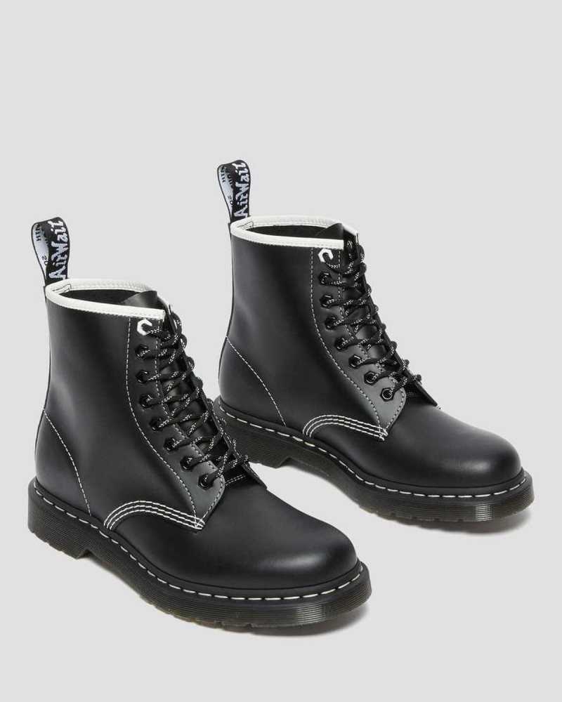 Dr Martens 1460 Contrast Stitch Leather Lace Up Boots Originals Shoes Black | 96830FUGD