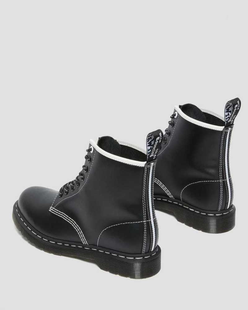 Dr Martens 1460 Contrast Stitch Leather Lace Up Boots Originals Shoes Black | 96830FUGD