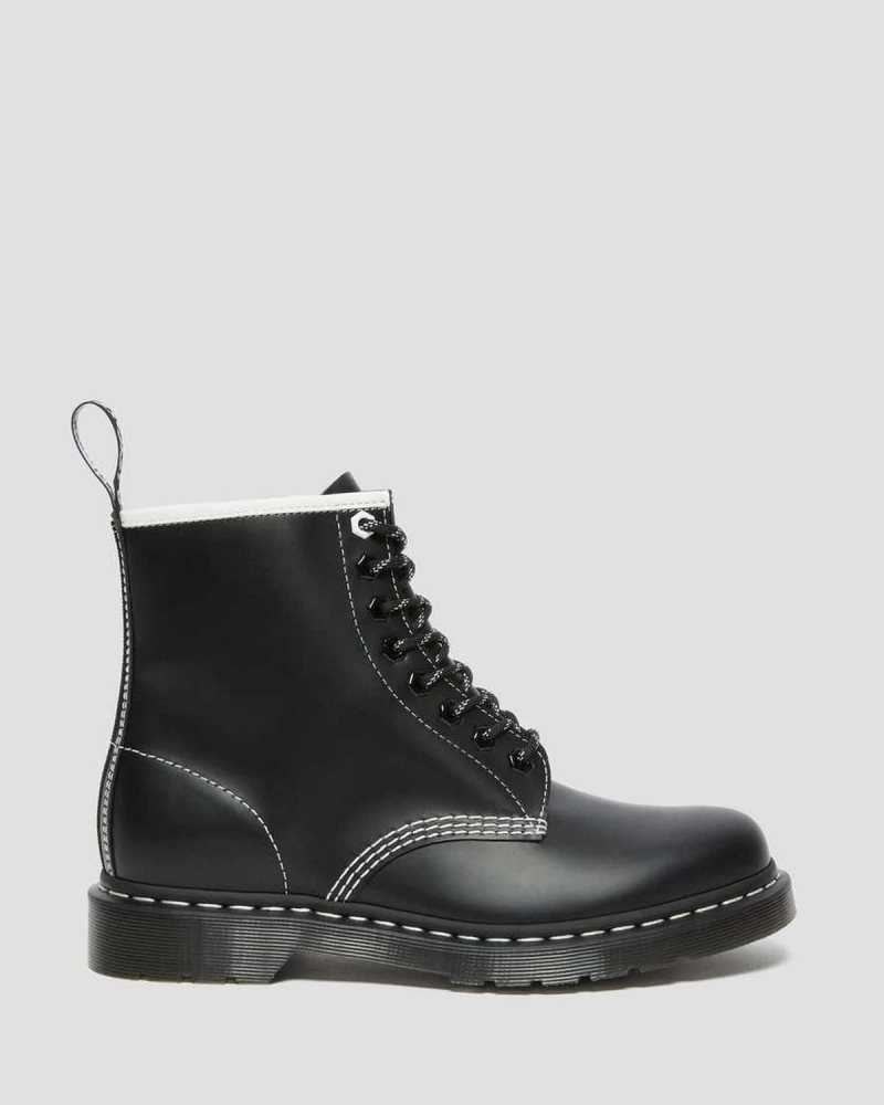 Dr Martens 1460 Contrast Stitch Leather Lace Up Boots Originals Shoes Black | 96830FUGD