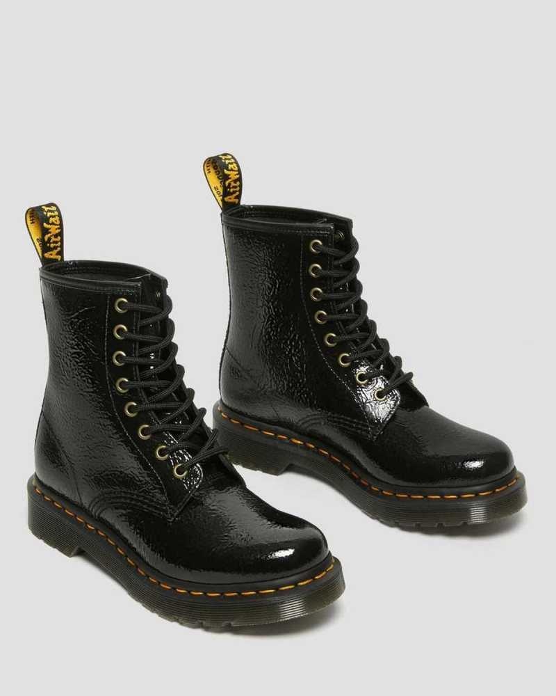 Dr Martens 1460 Distressed Patent Leather Boots Boots Black | 16780MCVI