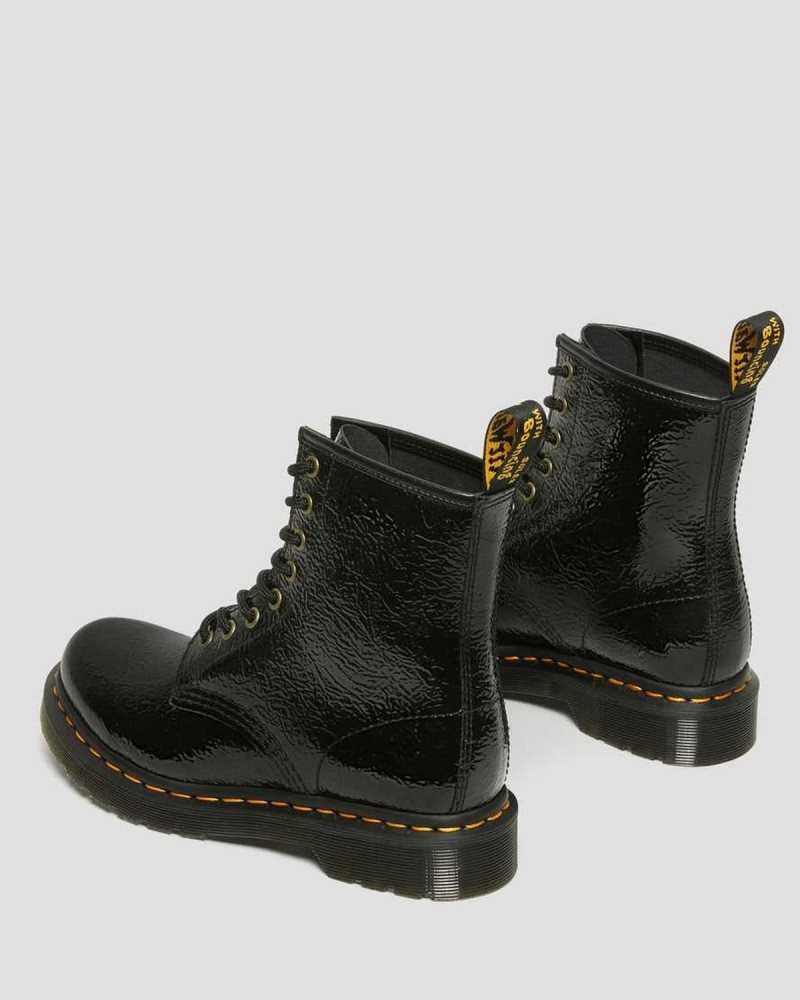 Dr Martens 1460 Distressed Patent Leather Boots Boots Black | 16780MCVI