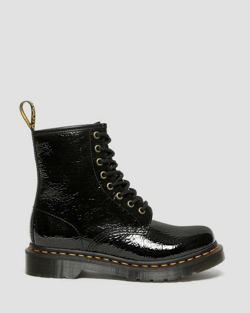 Dr Martens 1460 Distressed Patent Leather Boots Boots Black | 16780MCVI