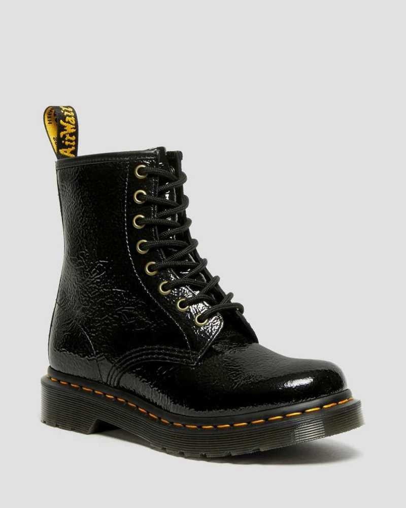 Dr Martens 1460 Distressed Patent Leather Boots Ankle Boots Black | 58042LBGS