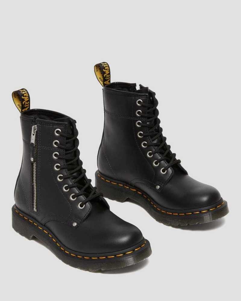 Dr Martens 1460 Double Zip Leather Lace Up Boots Ankle Boots Black | 39782RYSI