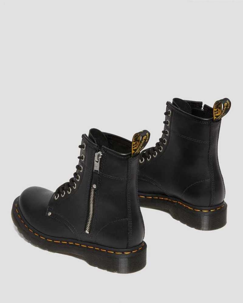 Dr Martens 1460 Double Zip Leather Lace Up Boots Ankle Boots Black | 39782RYSI