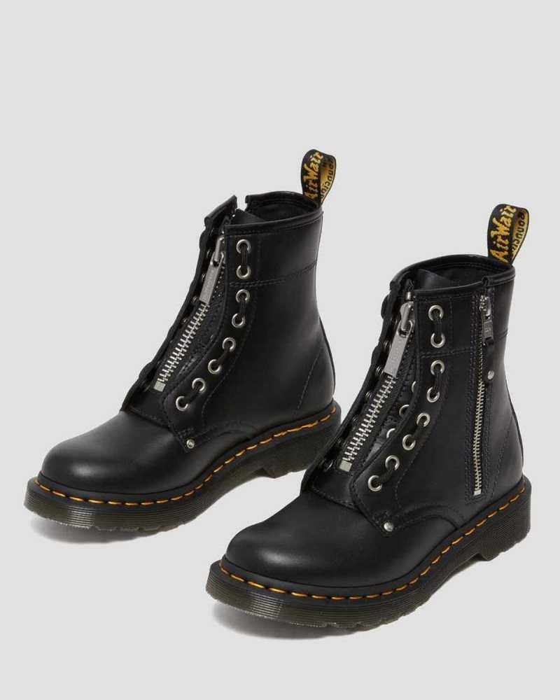 Dr Martens 1460 Double Zip Leather Lace Up Boots Ankle Boots Black | 39782RYSI