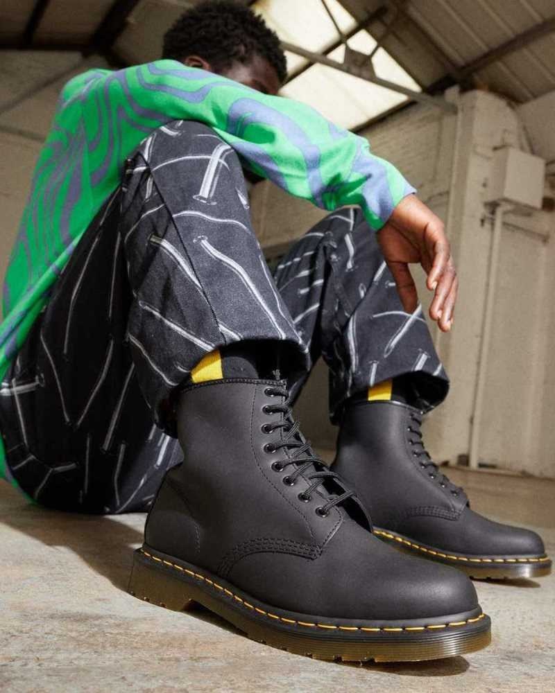 Dr Martens 1460 Greasy Leather Lace Up Boots Boots Black | 28901KBZV