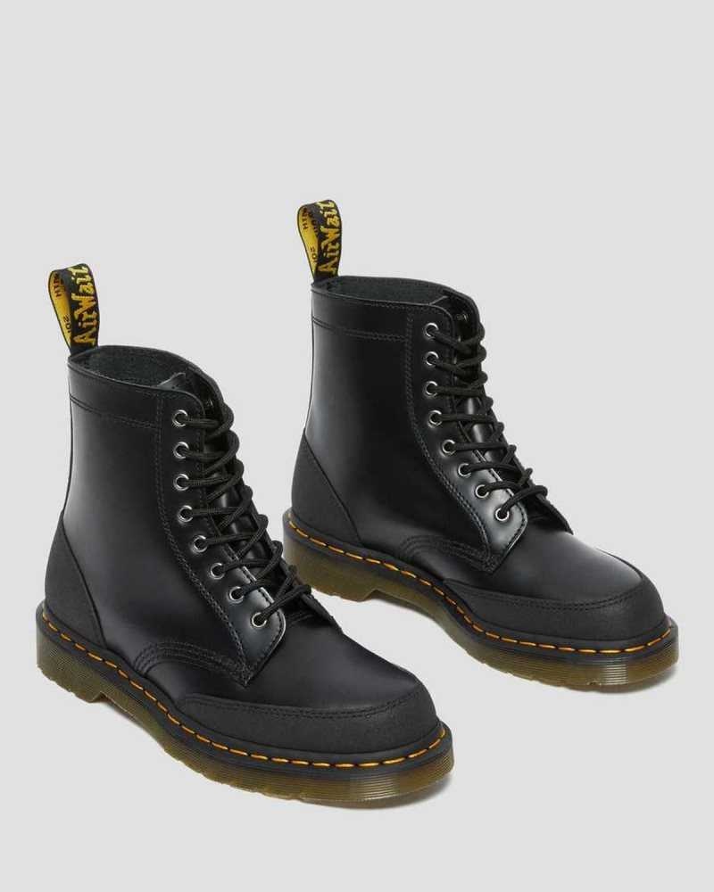 Dr Martens 1460 Guard Panel Leather Lace Up Boots Boots Black | 15068ABNY