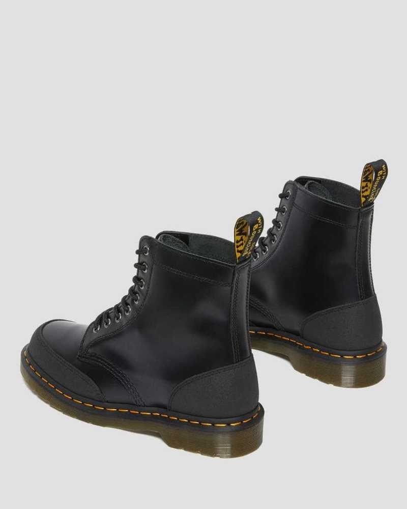 Dr Martens 1460 Guard Panel Leather Lace Up Boots Boots Black | 15068ABNY