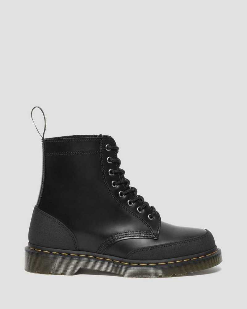 Dr Martens 1460 Guard Panel Leather Lace Up Boots Boots Black | 15068ABNY