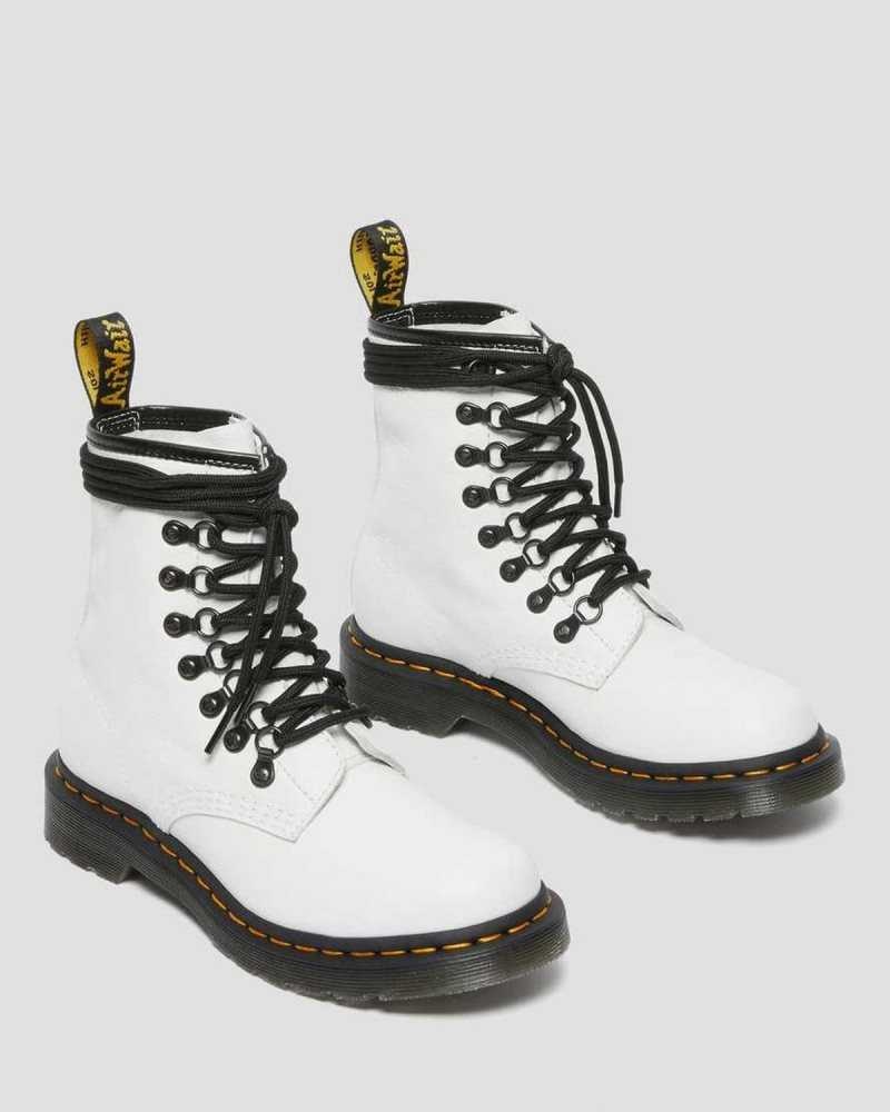 Dr Martens 1460 Laced Virginia Leather Lace Up Boots Boots White | 82967VAKU