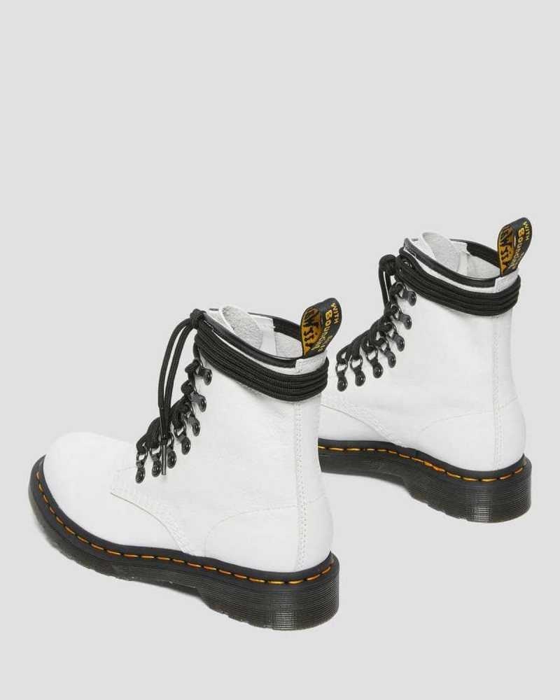 Dr Martens 1460 Laced Virginia Leather Lace Up Boots Boots White | 82967VAKU