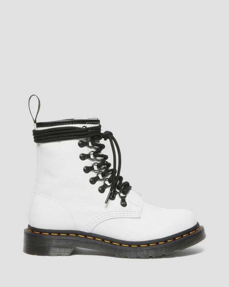 Dr Martens 1460 Laced Virginia Leather Lace Up Boots Boots White | 82967VAKU