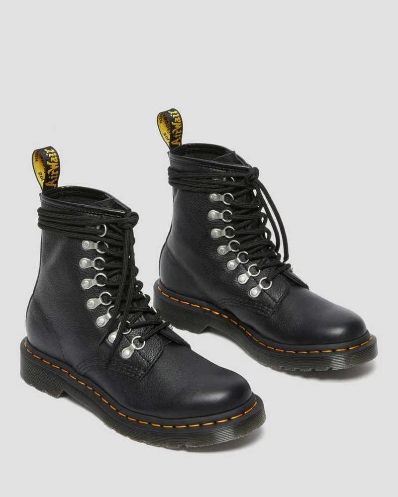 Dr Martens 1460 Laced Virginia Leather Lace Up Boots Boots Black | 62809GDEN