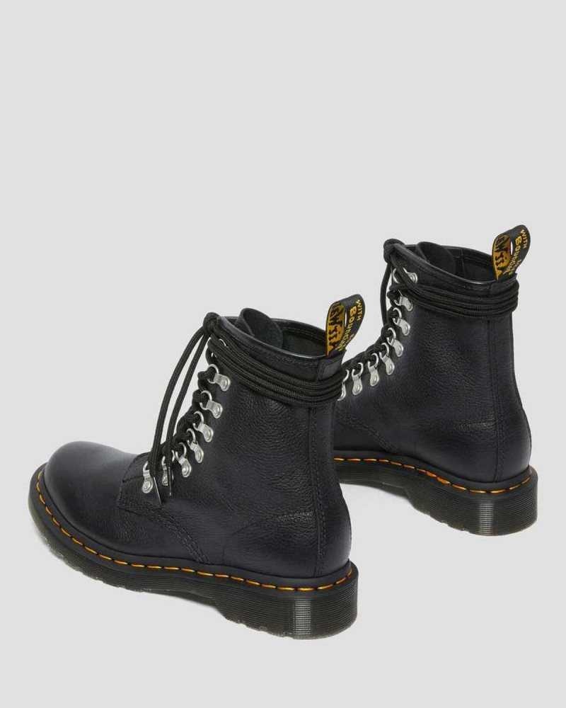 Dr Martens 1460 Laced Virginia Leather Lace Up Boots Boots Black | 62809GDEN