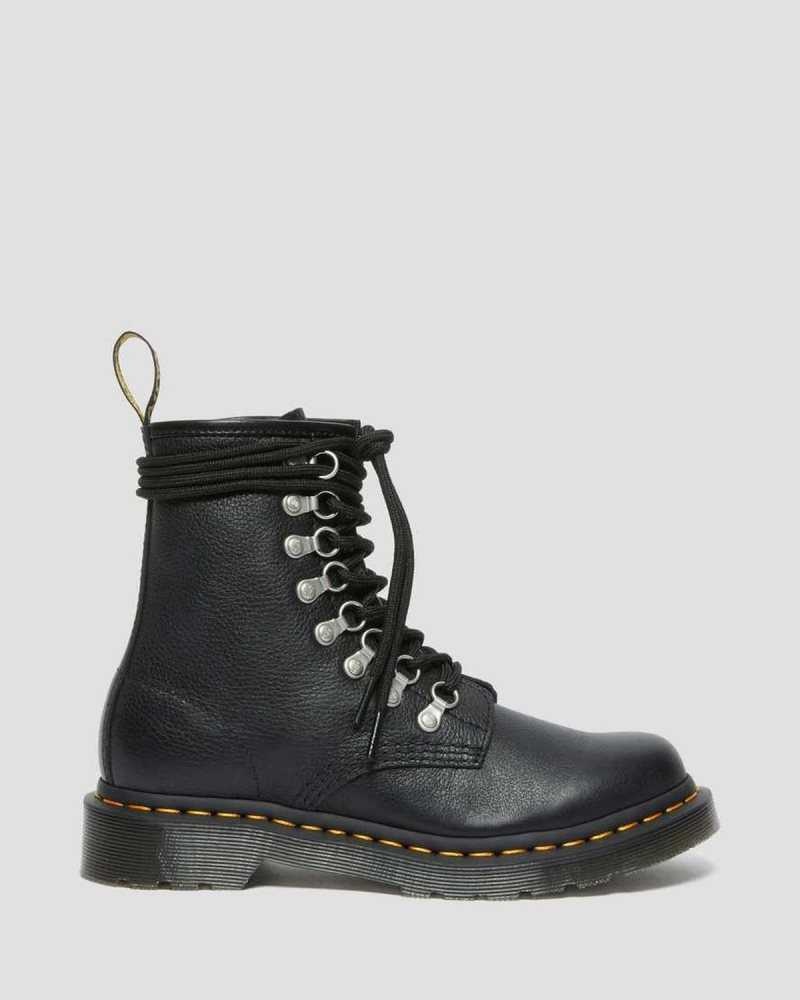 Dr Martens 1460 Laced Virginia Leather Lace Up Boots Boots Black | 62809GDEN