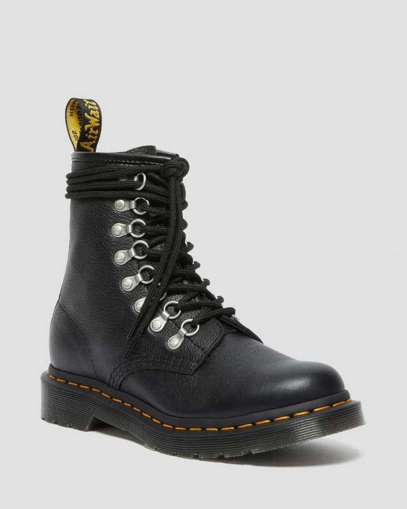 Dr Martens 1460 Laced Virginia Leather Lace Up Boots Boots Black | 62809GDEN